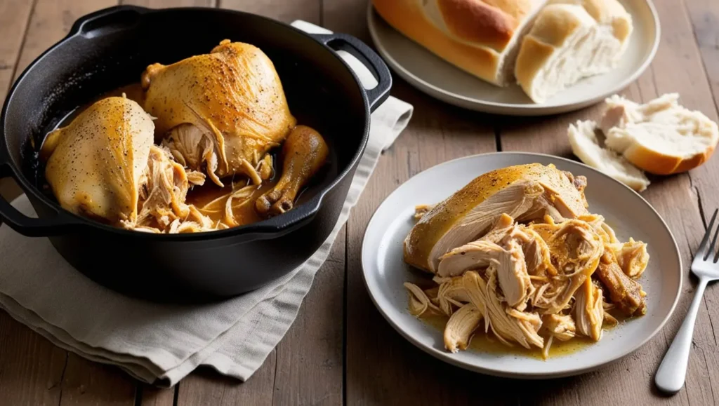 shredded chicken dutch oven, how to make shredded chicken in the oven, dutch oven chicken breast, bbq shredded chicken oven, how to make shredded chicken oven, how to make pulled chicken in the oven




