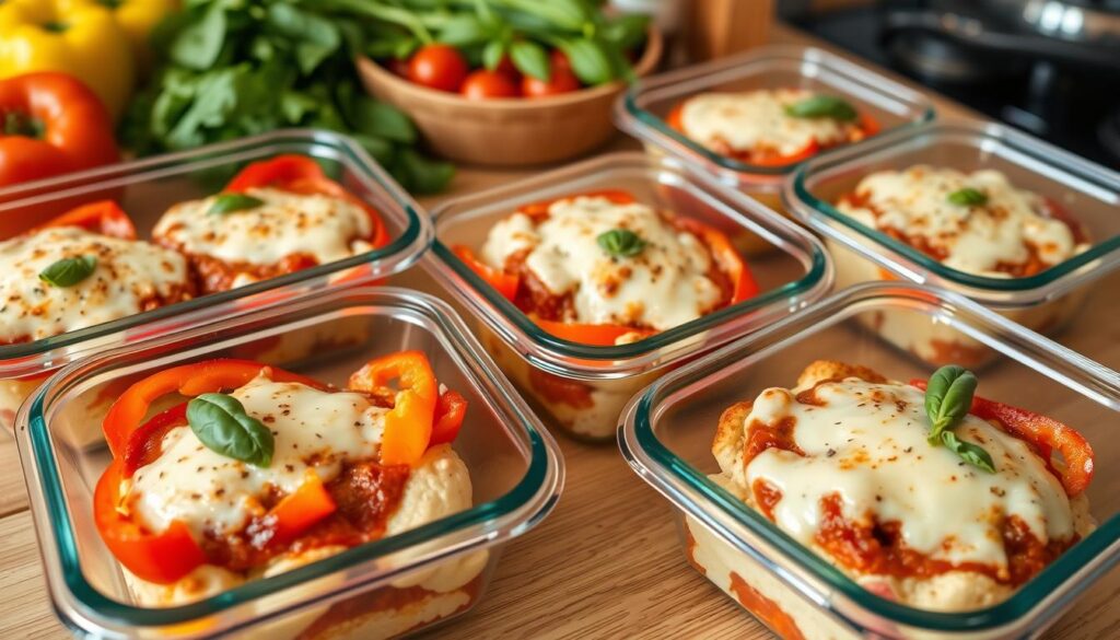 Meal prep cottage cheese pizza bowls