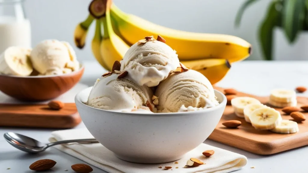 Sugar-Free Ice Cream, Banana Almond Milk Ice Cream, Healthy Dessert Trend 2025, Summer 2025 Desserts, Low-Sugar Ice Cream, Sugar-Free Summer Treats