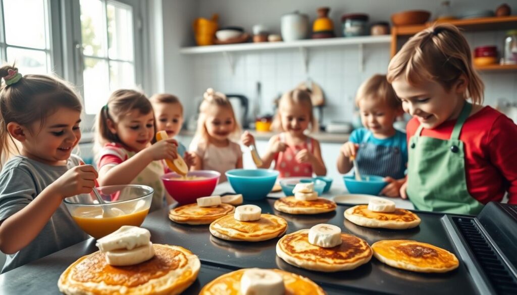 Kids Cooking Banana Pancakes