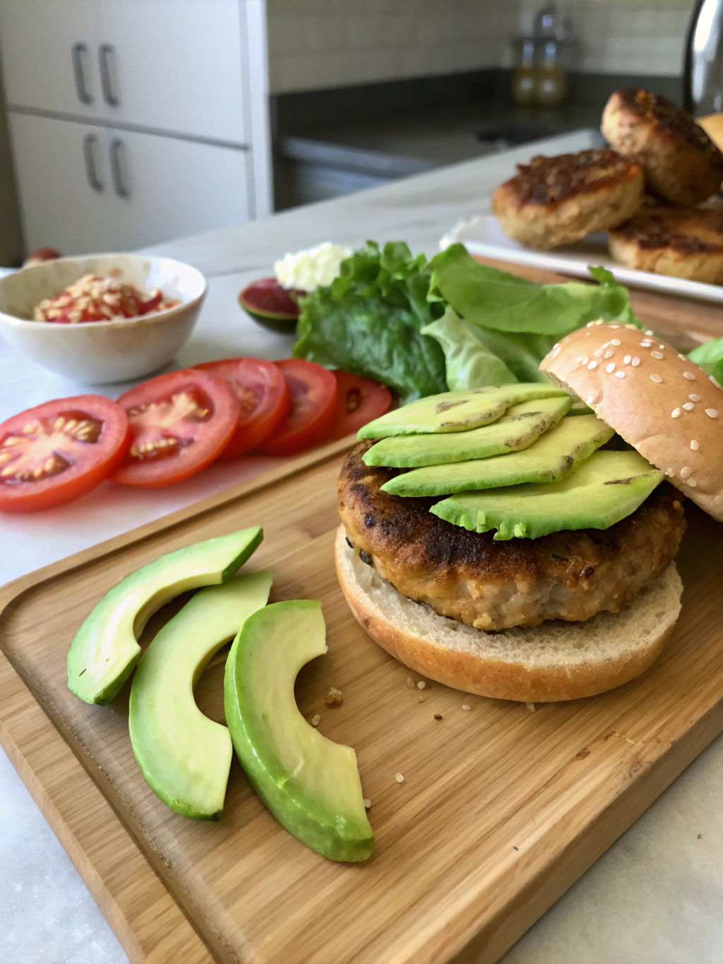 low carb avocado burger, keto avocado burger, bunless avocado burger, healthy avocado burger, avocado beef burger, lettuce wrap avocado burger recipe low carb, avocado burger, avocado turkey burger, paleo avocado burger, gluten-free avocado burger, avocado burger bowl, avocado burger ideas, low carb burger recipes