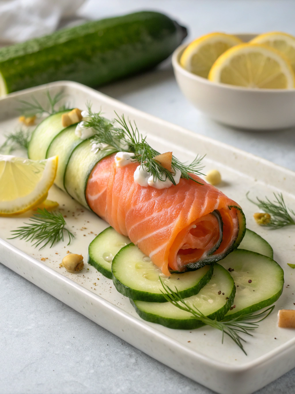 chatelaine smoked salmon roll on cucumber recipe