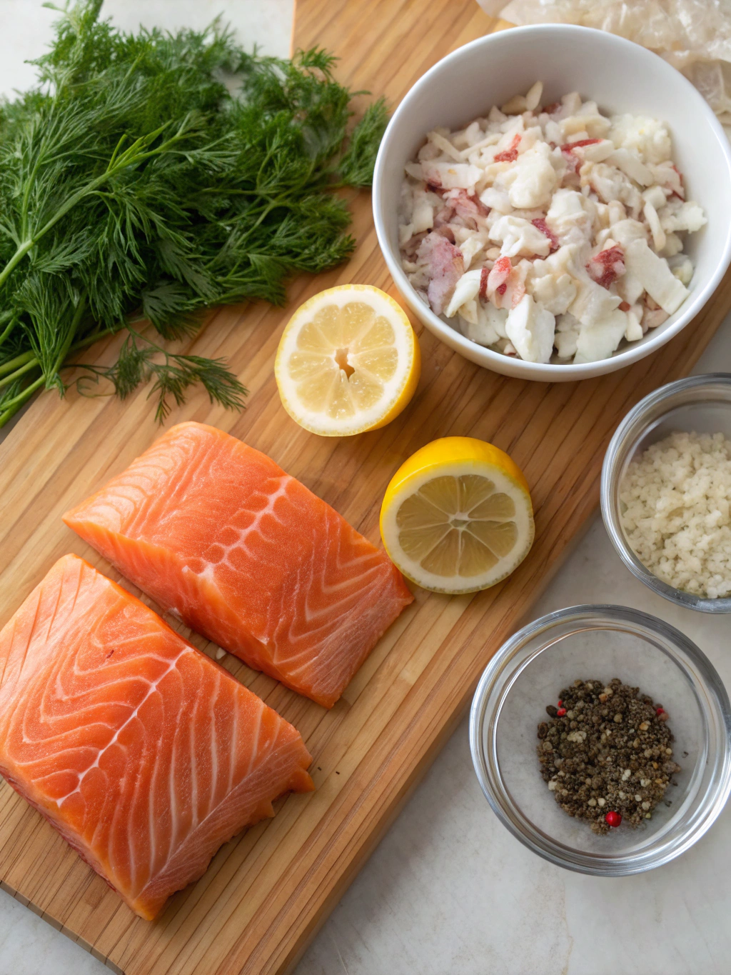 crabmeat stuffing for salmon recipe, stuffed salmon with crab, crab stuffed seafood