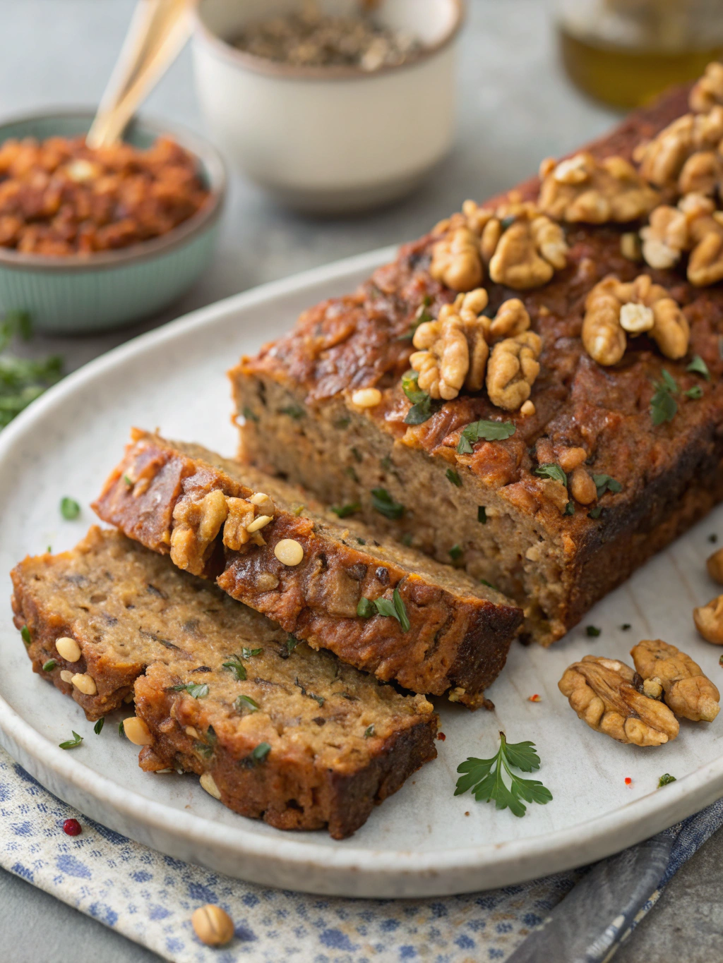 lentil loaf with walnuts