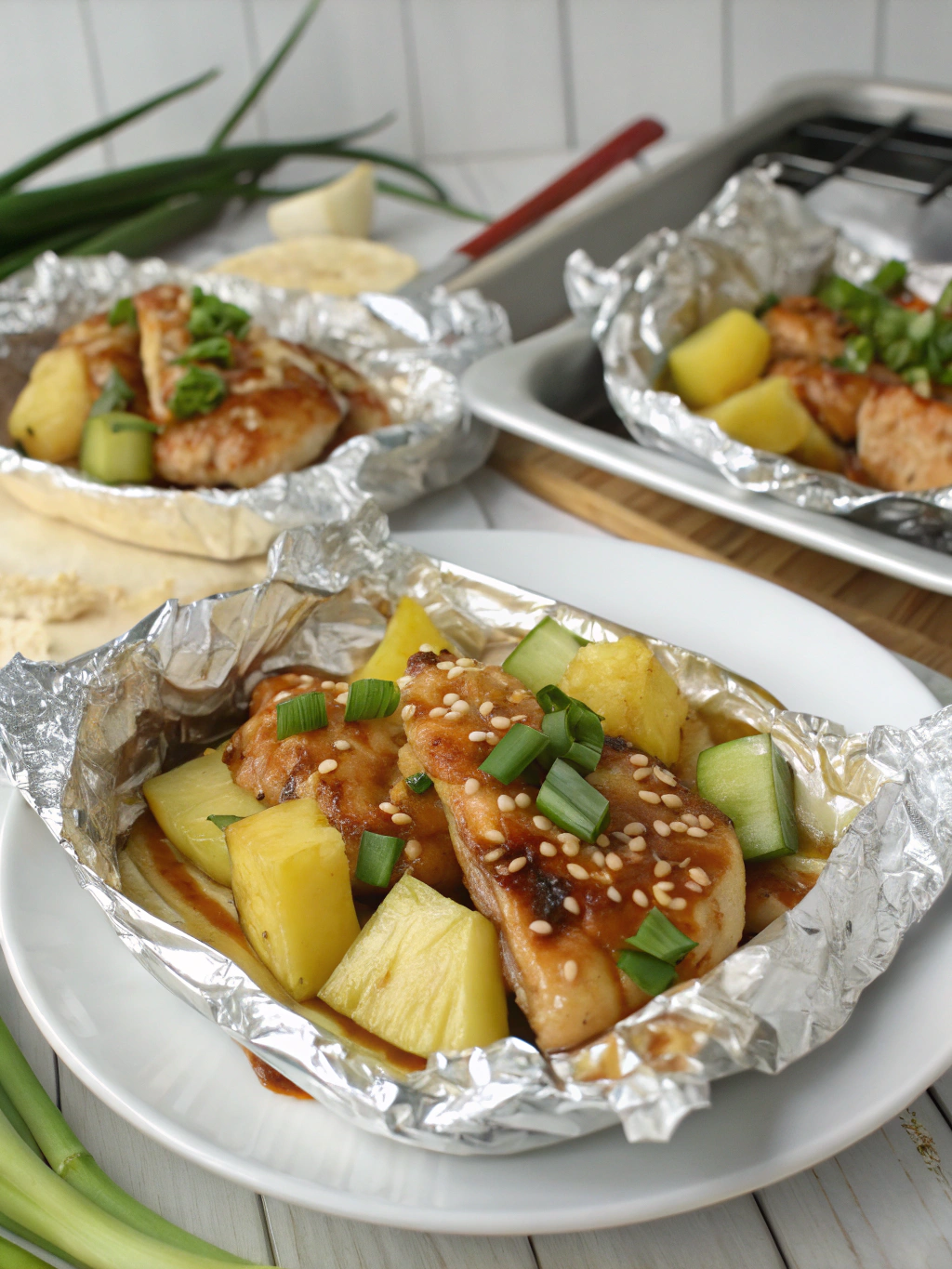 teriyaki chicken and pineapple foil packets