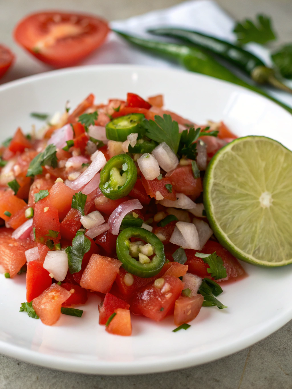 pico de gallo fresno, Fresno chili salsa, spicy pico recipe, red chili pico de gallo