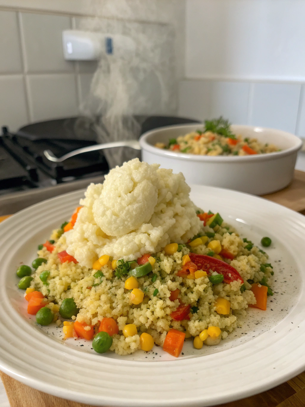 Cauliflower Veggie Rice and Mash, cauliflower rice diabetic, veggie mash diabetic, low carb side diabetic, mashed cauliflower diet, diabetic veggie swap