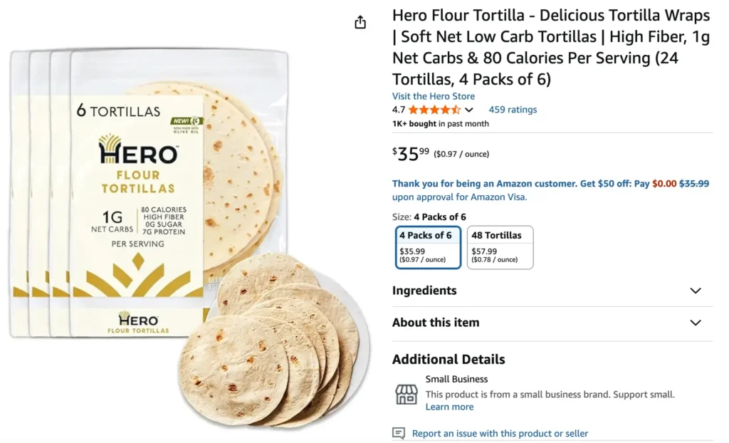 Hero Flour Tortilla Delicious Tortilla Wraps Soft Net Low Carb Tortillas