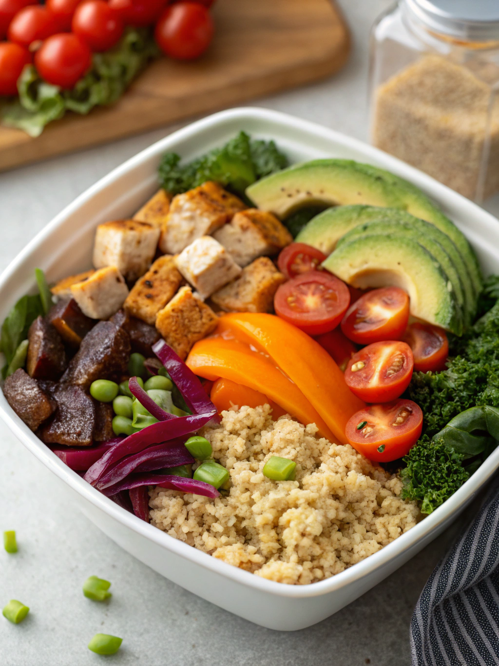 Meal Prep Bowl Ingredients, Diabetic Meal Prep Bowls, diabetic meal prep bowl, make ahead diabetic lunch, diabetic grain bowl, diabetic bowl recipes, low carb meal bowl