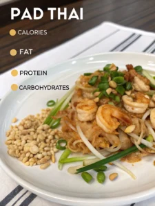 pad thai nutrition content, Pad Thai calories, Pad Thai carbs, Pad Thai nutrition info, Thai food healthy, Pad Thai macros