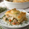 chicken pot pie filo pastry, filo chicken pot pie, light pot pie recipe, healthy chicken pie, crispy filo dinner, comfort food lightened