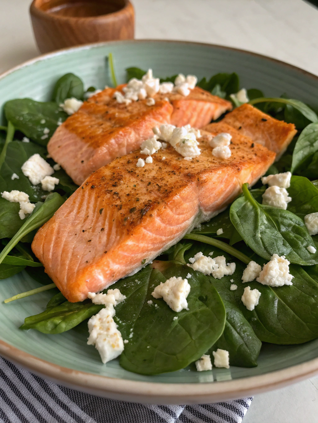 salmon with spinach and feta cheese, salmon with spinach and feta cheese recipe, baked salmon spinach feta, healthy salmon dinner, diabetic friendly salmon recipe, low carb salmon with spinach, salmon feta spinach skillet, Mediterranean salmon recipe, spinach feta salmon bake
