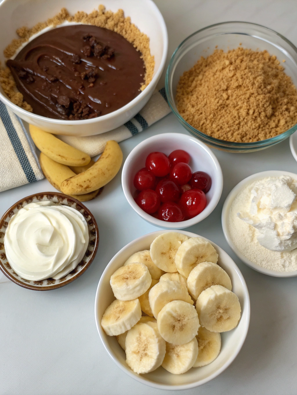 Healthy banana split pie Ingredients, banana split pie