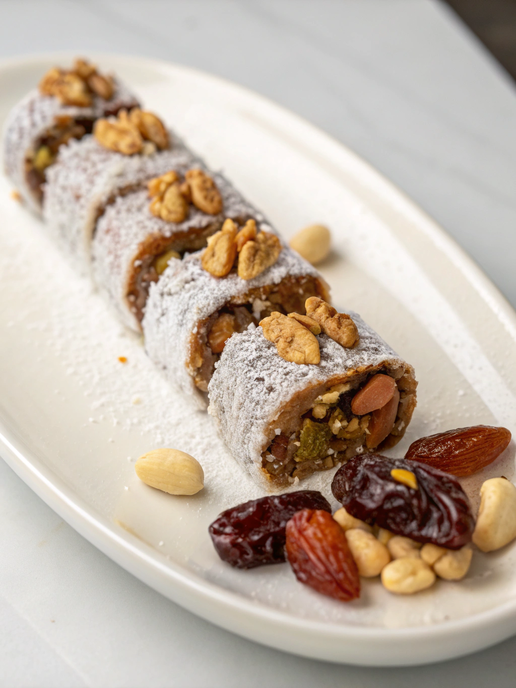 Sugar Free Dates and Nuts Roll , sugar free dates roll, diabetic ramadan dessert, healthy iftar sweets