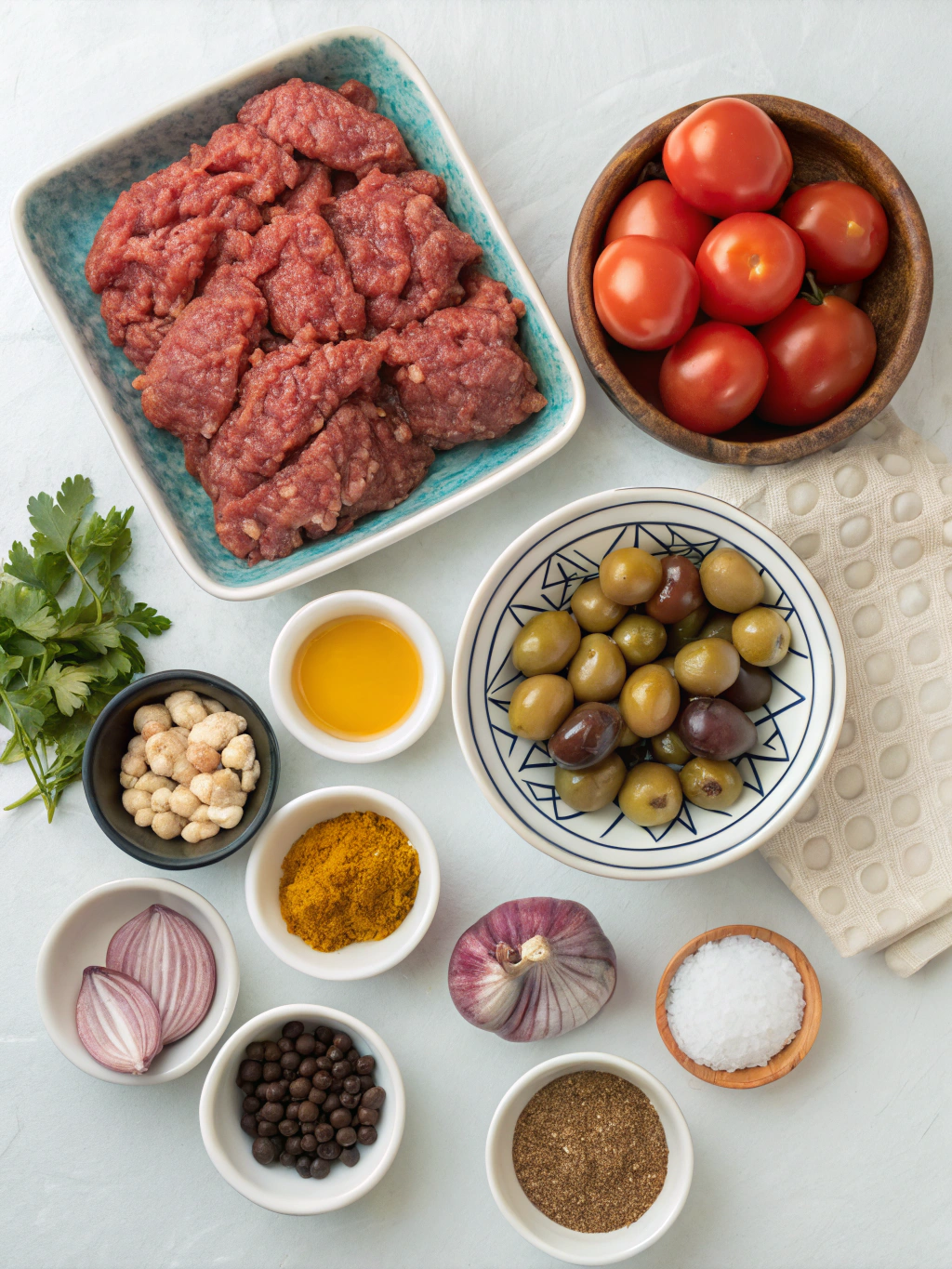 Kefta Tagine Ingredients, Kefta Tagine without Bread, kefta tagine diabetics, low carb Moroccan meatballs, healthy beef tagine