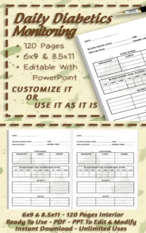 Diabetic Log Book Journal