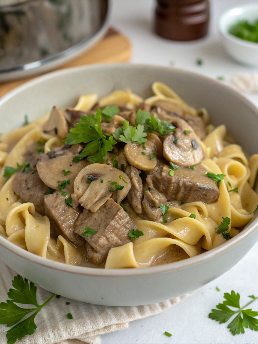 Lightened-Up Beef Stroganoff