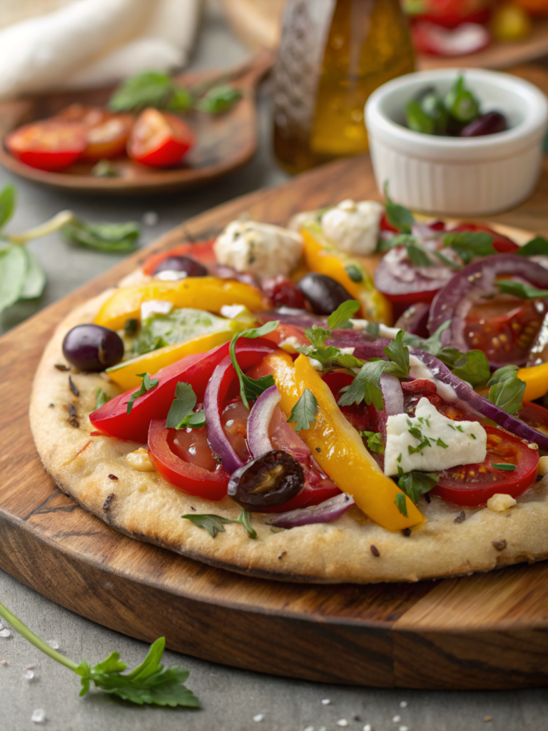 Greek Vegetable Pita Pizzas