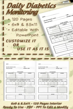 Diabetic Log Book Journal